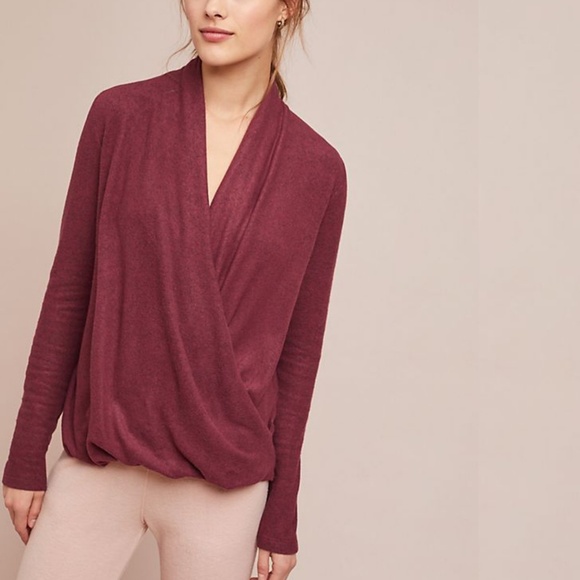 Anthropologie Tops - Anthropologie Pure + Good Brushed Fleece Wrap Top